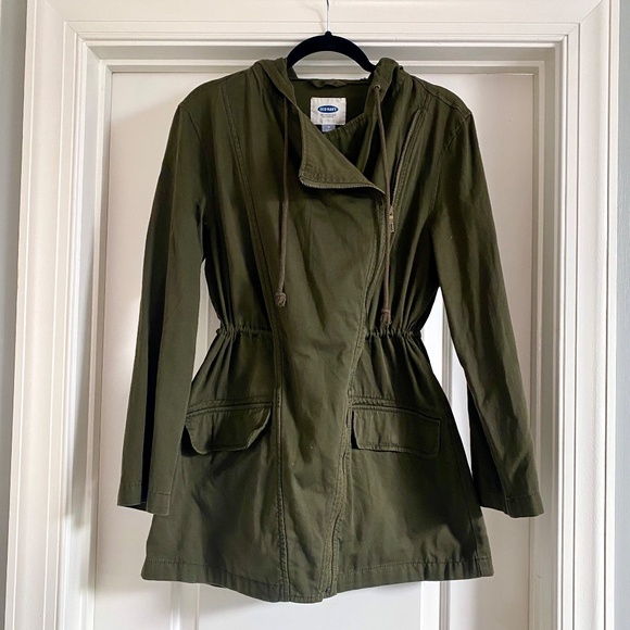 Old Navy Army Green Cinched Waist Utility Jacket - Super Cute & Versatile! - Picture 2 of 8